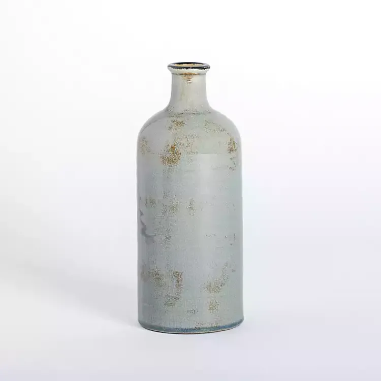 Vases>Kirklands Home Distressed Slate Ceramic Vase Blue