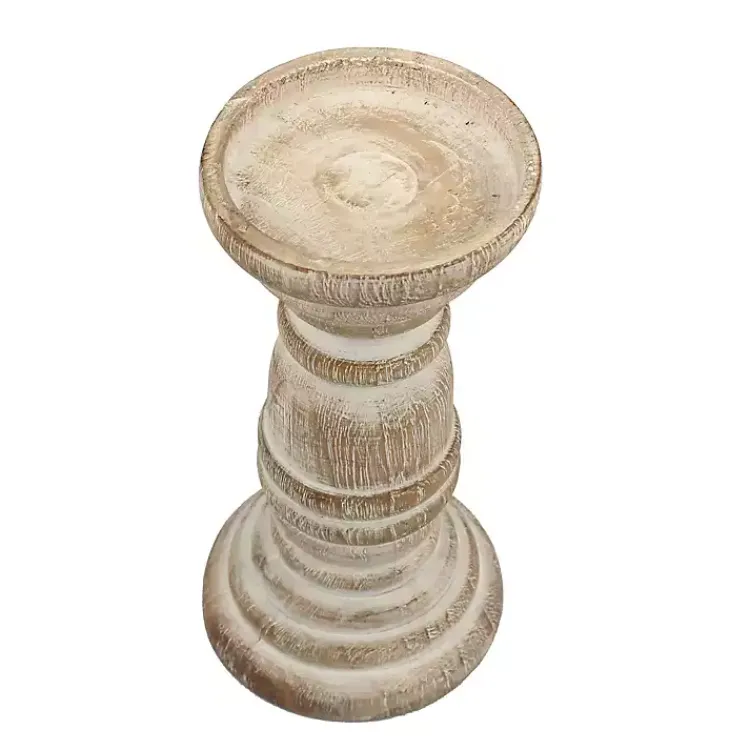 Candle Holders>Kirklands Home Distressed Turned Wood Candle Holder, 8 in. White