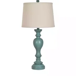 Kirklands Home Distressed Turquoise Antique Table Lamp Ivory