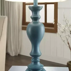 Kirklands Home Distressed Turquoise Antique Table Lamp Ivory