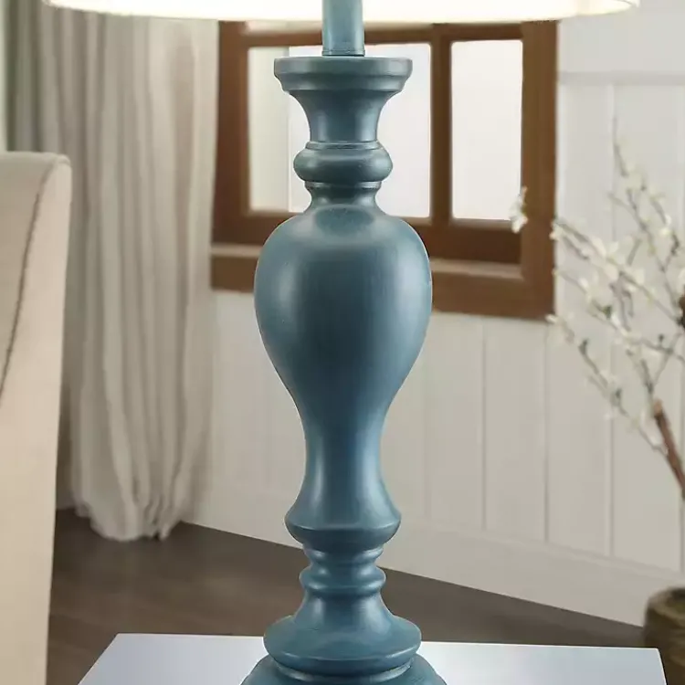Kirklands Home Distressed Turquoise Antique Table Lamp Ivory