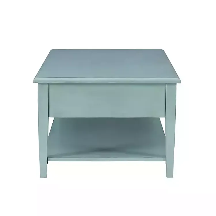 Kirklands Home Distressed Turquoise Wood 3-Drawer Coffee Table Blue Clearance