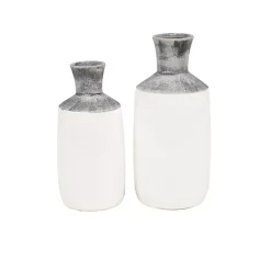 Vases>Kirklands Home Distressed Two-Tone Stoneware Vases, Set of 2
