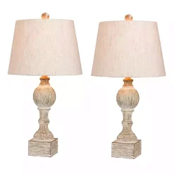 Kirklands Home Distressed Candlestick Table Lamps, Set of 2 White Hot