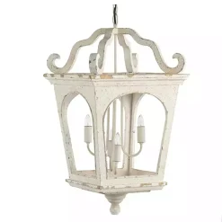 Kirklands Home Distressed Carriage Pendant Light White