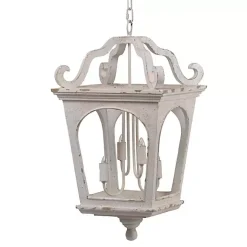 Kirklands Home Distressed Carriage Pendant Light White