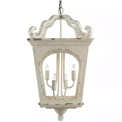 Kirklands Home Distressed Carriage Pendant Light White