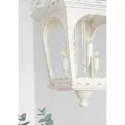Kirklands Home Distressed Carriage Pendant Light White