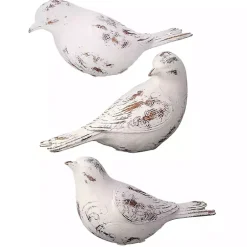 Statues & Figurines>Kirklands Home Distressed Carved Bird Statues, Set of 3 White