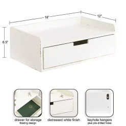 Kirklands Home Distressed Drawer Kitt Floating Side Table White Discount