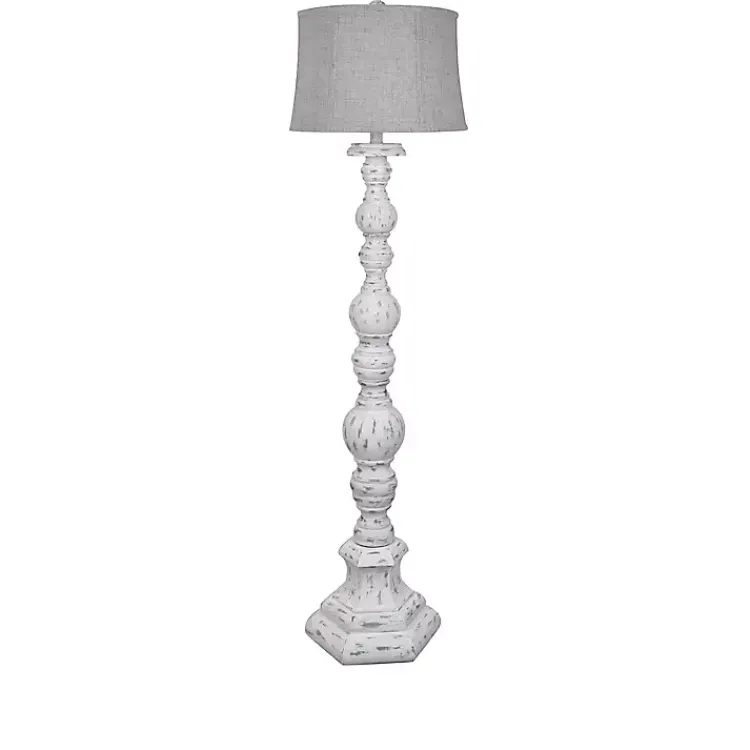 Kirklands Home Distressed White Floor Lamp New