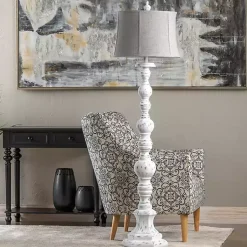 Kirklands Home Distressed White Floor Lamp New