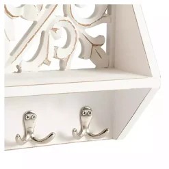 Kirklands Home Distressed White Floral Carved Wall Shelf Discount