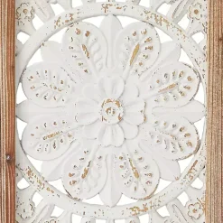 Kirklands Home Distressed White Floral Wall Plaques, Set of 3 Outlet
