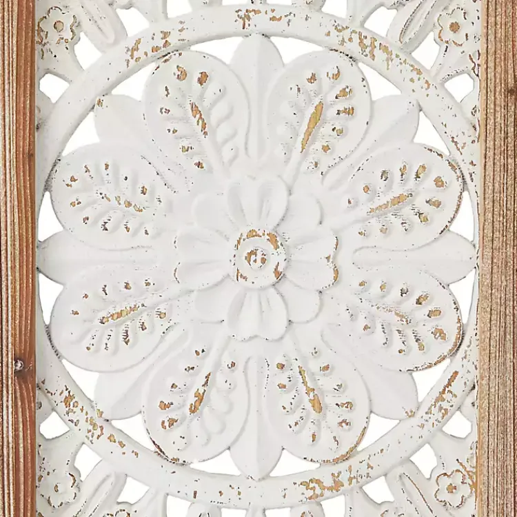 Kirklands Home Distressed White Floral Wall Plaques, Set of 3 Outlet