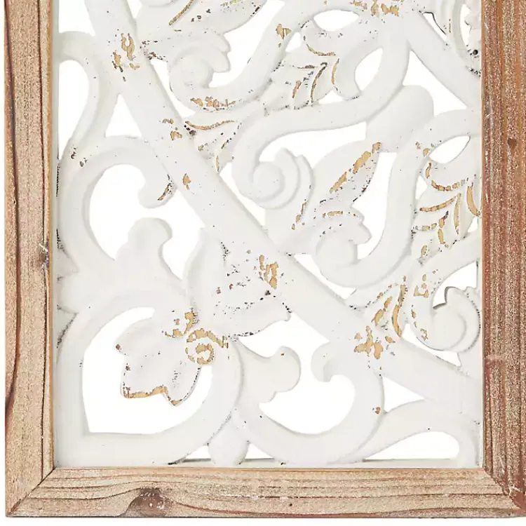Kirklands Home Distressed White Floral Wall Plaques, Set of 3 Outlet
