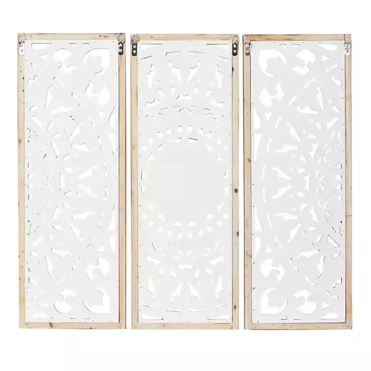 Kirklands Home Distressed White Floral Wall Plaques, Set of 3 Outlet