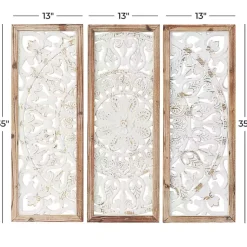Kirklands Home Distressed White Floral Wall Plaques, Set of 3 Outlet