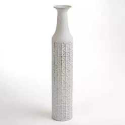 Vases>Kirklands Home Distressed Metal Textured Floor Vase White