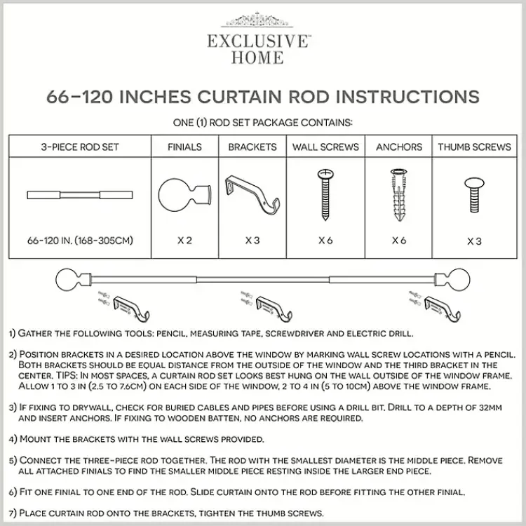 Kirklands Home Distressed White Open Sphere Curtain Rod, 120 in. Discount