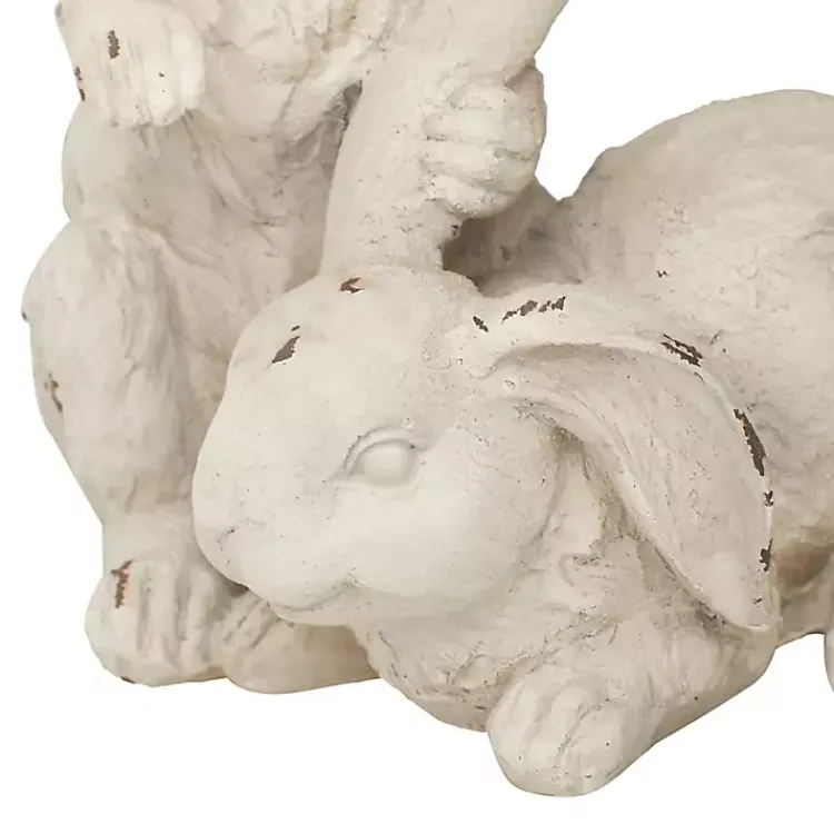 Kirklands Home Distressed Rabbits Statue White Sale