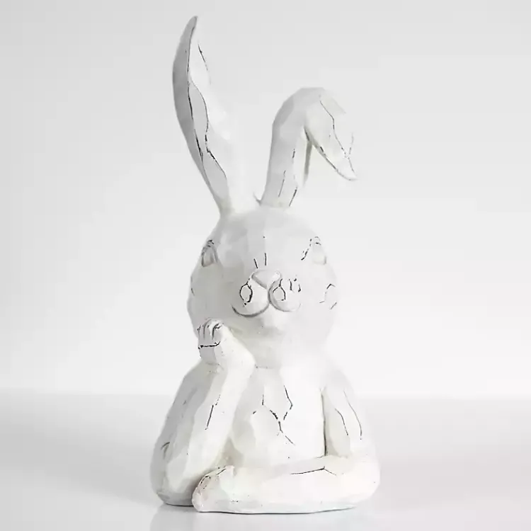 Statues & Figurines>Kirklands Home Distressed Sassy Bunny Statue White