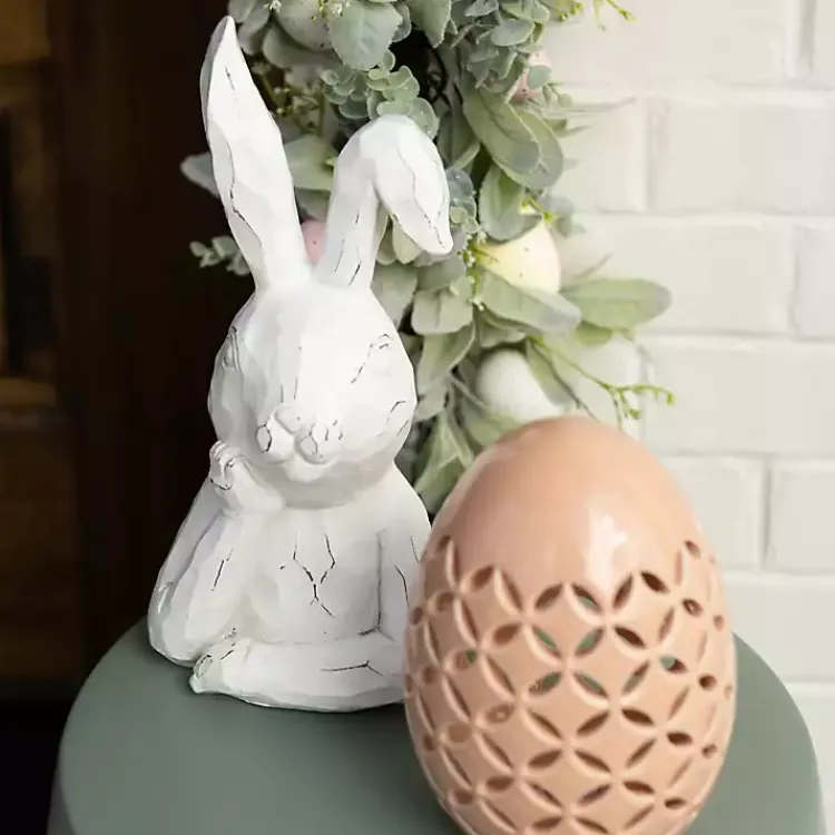 Statues & Figurines>Kirklands Home Distressed Sassy Bunny Statue White