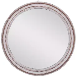Kirklands Home Distressed White Wood Round Frame Wall Mirror Clearance
