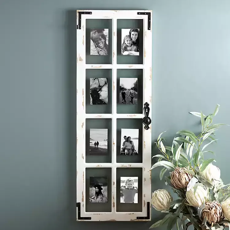 Collage Frames>Kirklands Home Distressed Wood and Metal Windowpane Collage Frame White