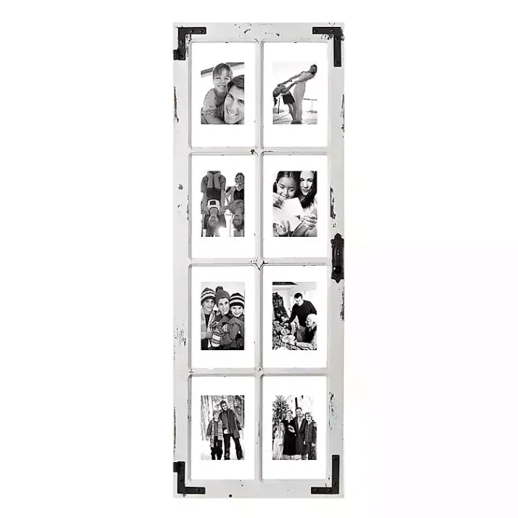 Collage Frames>Kirklands Home Distressed Wood and Metal Windowpane Collage Frame White