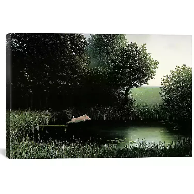 Kirklands Home Diving Pig Canvas Art Print Green Outlet