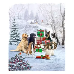 Christmas Art & Wall Decor>Kirklands Home Dog and Presents Canvas Art Print Multi