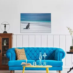 Kirklands Home Dog on Beach Slatted Wood Art Print Multi Clearance