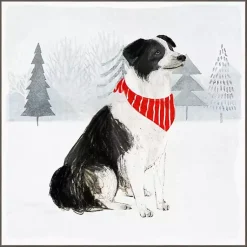 Christmas Art & Wall Decor>Kirklands Home Dog with Red Bandana Christmas Canvas Wall Plaque
