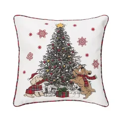 Christmas Pillows>Kirklands Home Dogs Around Christmas Tree Throw Pillow