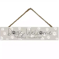Kirklands Home Dogs Welcome Paw Prints Wall Plaque Gray Clearance