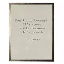 Kirklands Home Don't Cry Dr. Seuss Quote Framed Art Print Tan Discount