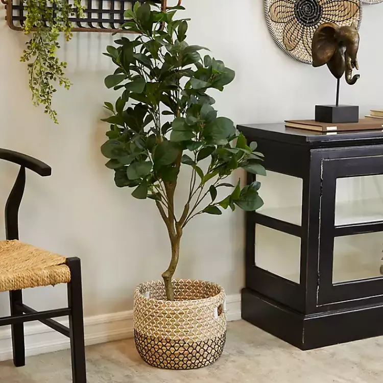 Trees & Topiaries>Kirklands Home Douban Green in Ribbed Rock Planter