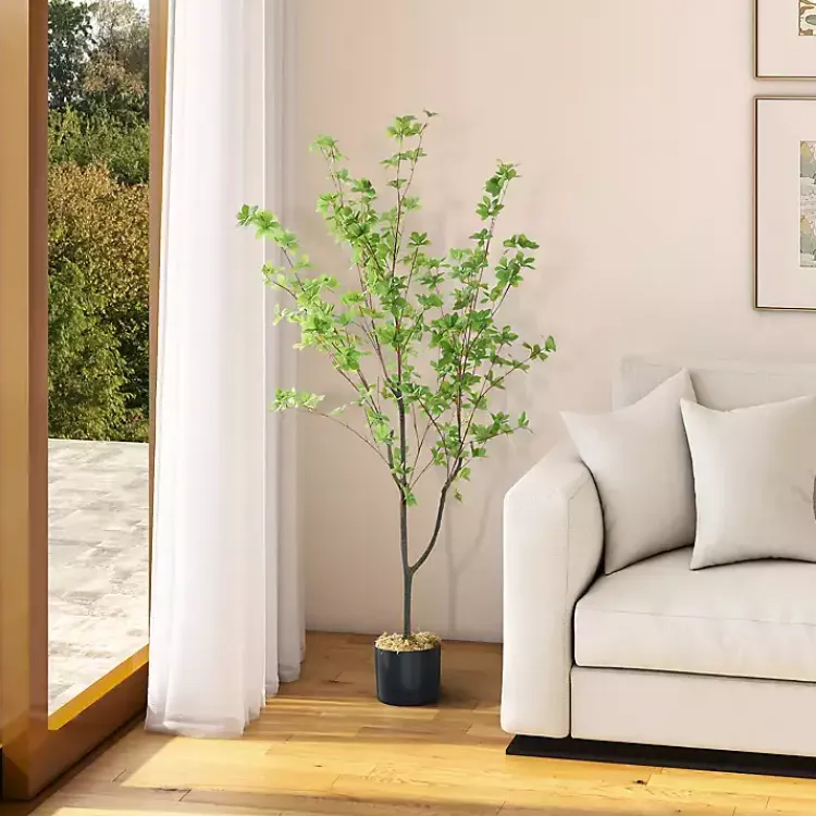 Trees & Topiaries>Kirklands Home Douban Tree in Black Pot, 5 ft.