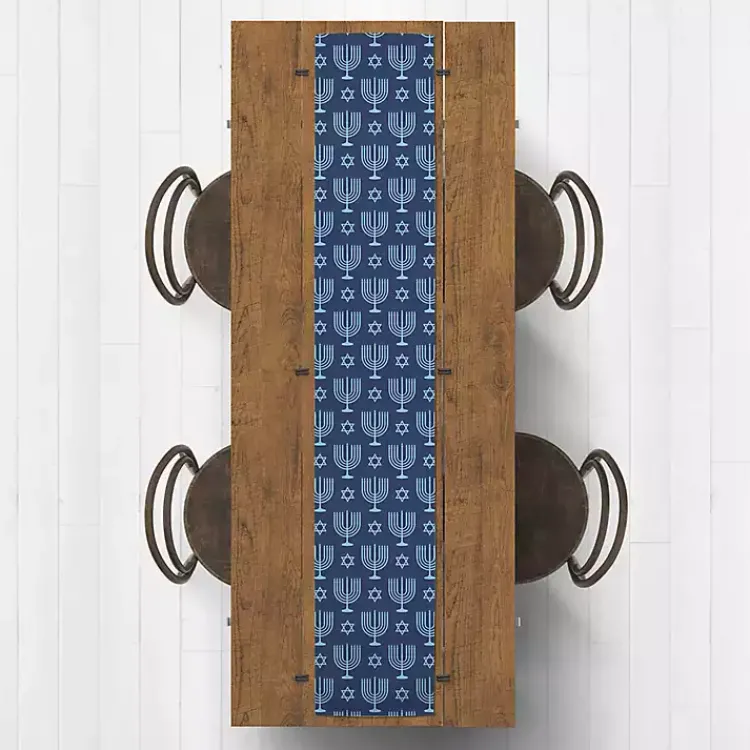 Hanukkah Decorations>Kirklands Home Double Blue Menorah Table Runner, 72 in.
