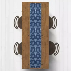 Hanukkah Decorations>Kirklands Home Double Blue Menorah Table Runner, 90 in.