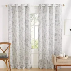 Kirklands Home Dove Gray Floral 2-pc. Curtain Panel Set, 96 in. New