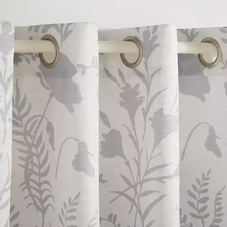 Kirklands Home Dove Gray Floral 2-pc. Curtain Panel Set, 96 in. New