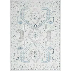 Kirklands Home Dove Gray Ornate Bordered Area Rug, 5x7 Clearance