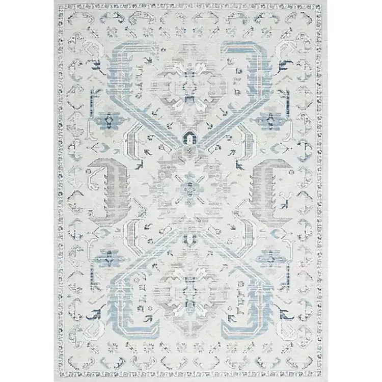 Kirklands Home Dove Gray Ornate Bordered Area Rug, 5x7 Clearance