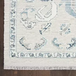 Kirklands Home Dove Gray Ornate Bordered Area Rug, 5x7 Clearance