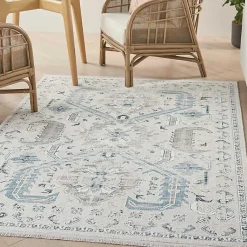 Kirklands Home Dove Gray Ornate Bordered Area Rug, 5x7 Clearance