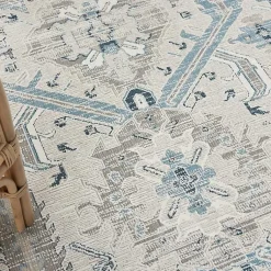 Kirklands Home Dove Gray Ornate Bordered Area Rug, 5x7 Clearance