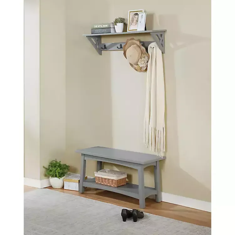 Kirklands Home Dove Rustic Farmhouse Wood Bench Gray