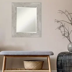 Kirklands Home Dove Gray Scoop Frame Beveled Mirror, 22x26 in. Discount